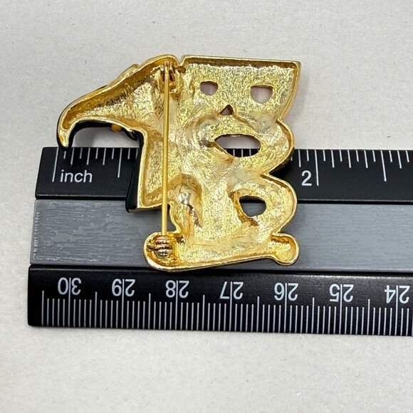 Halloween Boo! Witch Brooch Pin Enamel‎ 1.5" Orange Black - Picture 7 of 7